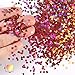 Renfio 1.75 Oz 50g Holographic Loving Heart Shape Shiny Glitter Love Confetti Sequin Glitters Resin Sparkle Chunky Sequins for DIY Mold Art Nail Artwork Holiday Decoration - Laser Pink