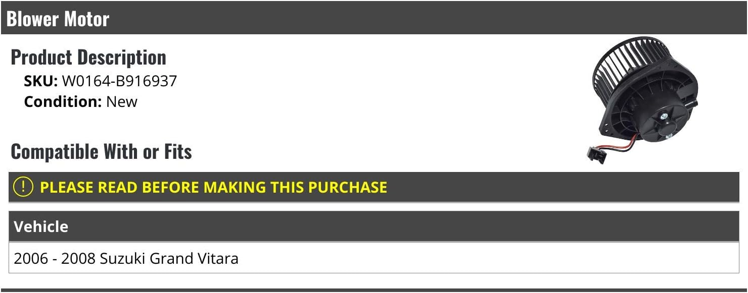 Blower Motor - Compatible with 2006-2008 Suzuki Grand Vitara