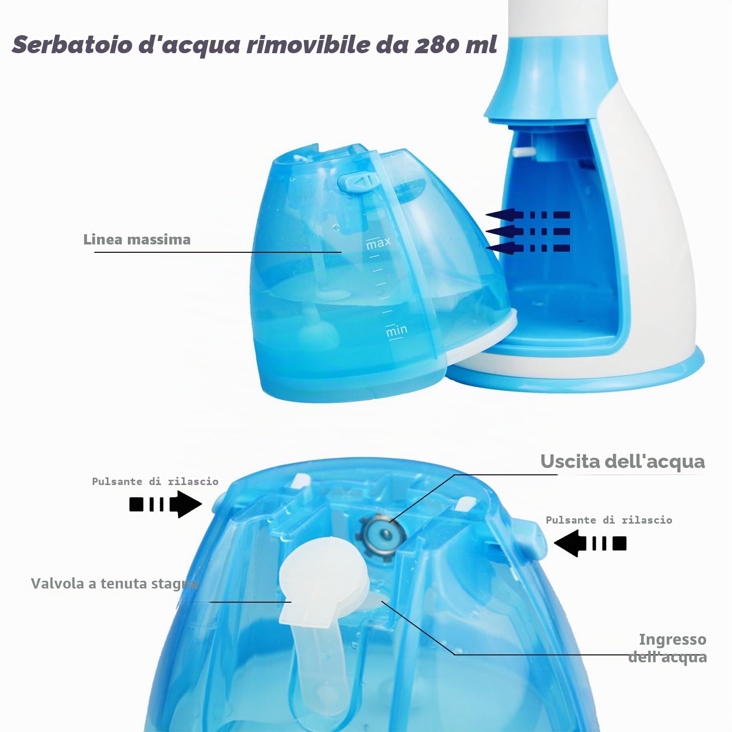 KOREY Ferro da Stiro Verticale,280ML Stiratrice Verticale,1500W Regolabile Automaticamente/Manualmente Stiratrice a Vapore Portatile,Piccoli Elettrodomestici Utilizzabile per Viaggio e Casa
