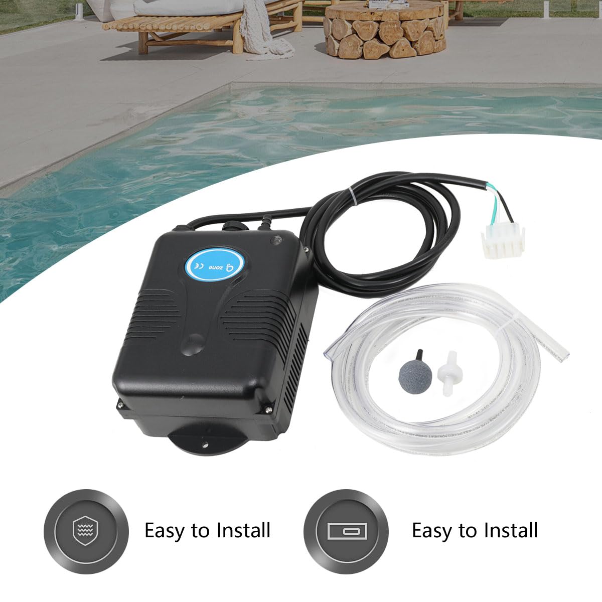 Ozongenerator für Wasser und Luft 200mg/h, Ozonisator Wasser Luft Reiniger für Wasser, Gemüse, Obst, kleine Pools, Badewannen, Ozonisator für Pool
