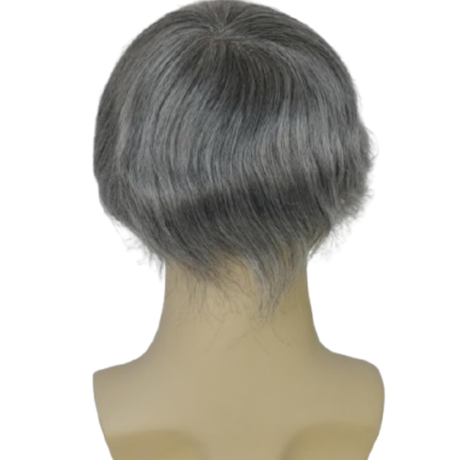 Swiss Full Lace Men's Toupee 100% European Virgin Human Hair 6" Straight Hair 120-130% Medium Density (1B Mixed 60% Grey Hair)