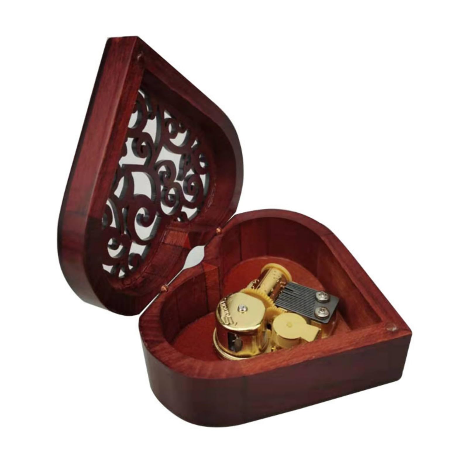 Kalttoy Multicolor Shape Music Box Hollowed Out Wood Carved Mechanism Wind Up Musical Box Birthday Wife Husband Retro Heart Shape Wooden Music