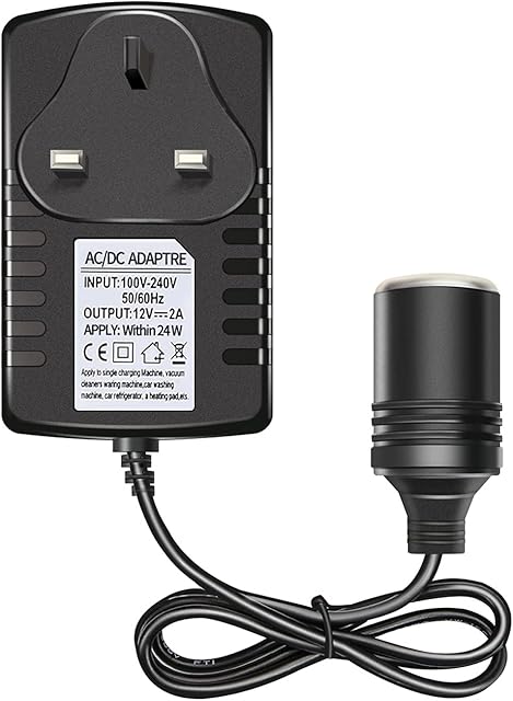 DOLILO 240v to 12v Adapter, Car Adapter to Plug Socket, 12v Adapter to 240v for Cigarette Lighter, Car Fan,Vacuum Cleaner, Humidifier and Other Electronics Equipment (2A, 24W)