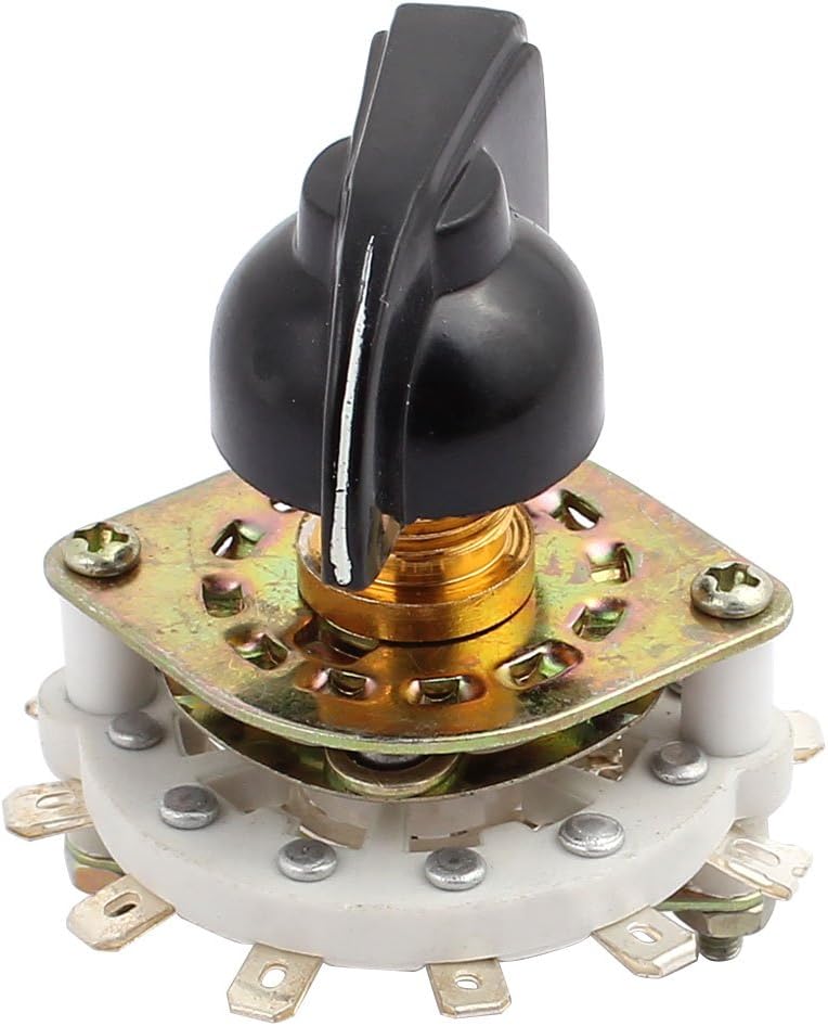 Sourcingmap KCZ 2 Pole 5 Position 12 Terminal Band Channel Rotary Switch Selector with Cap, White