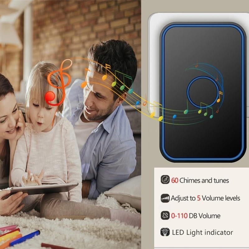 ホームドアリング 150 メートル範囲ベルチャイム米国 EU 英国プラグワイヤレスドアベル自己電源防水バッテリー不要