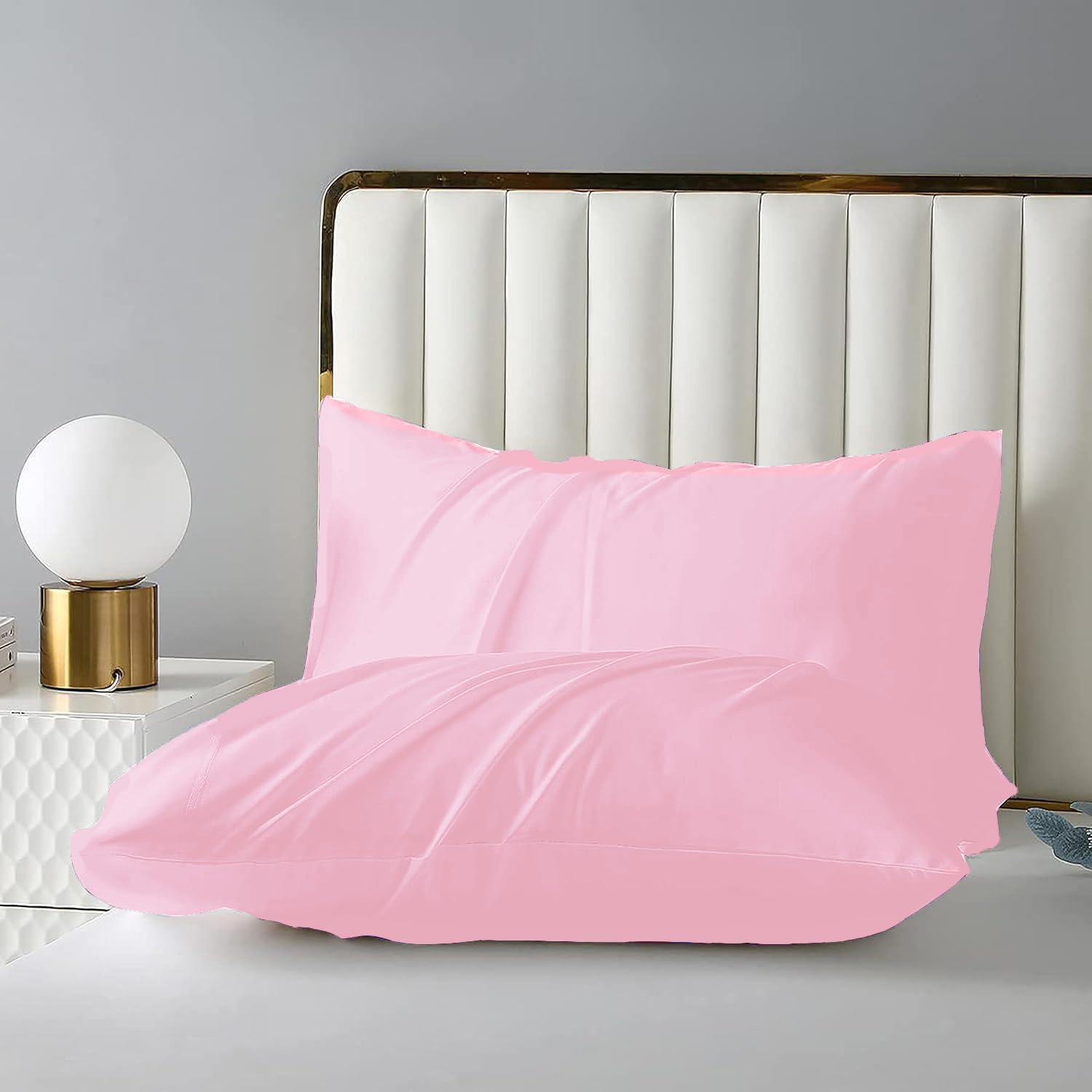 BSB HOME® 220 TC Premium Microfiber Solid Plain Pillow Covers | Ultrasoft Breathable Envelope Closure| Pack of 2 Pillow Covers King Size (Light Pink Color, 20 x 30 Inches)