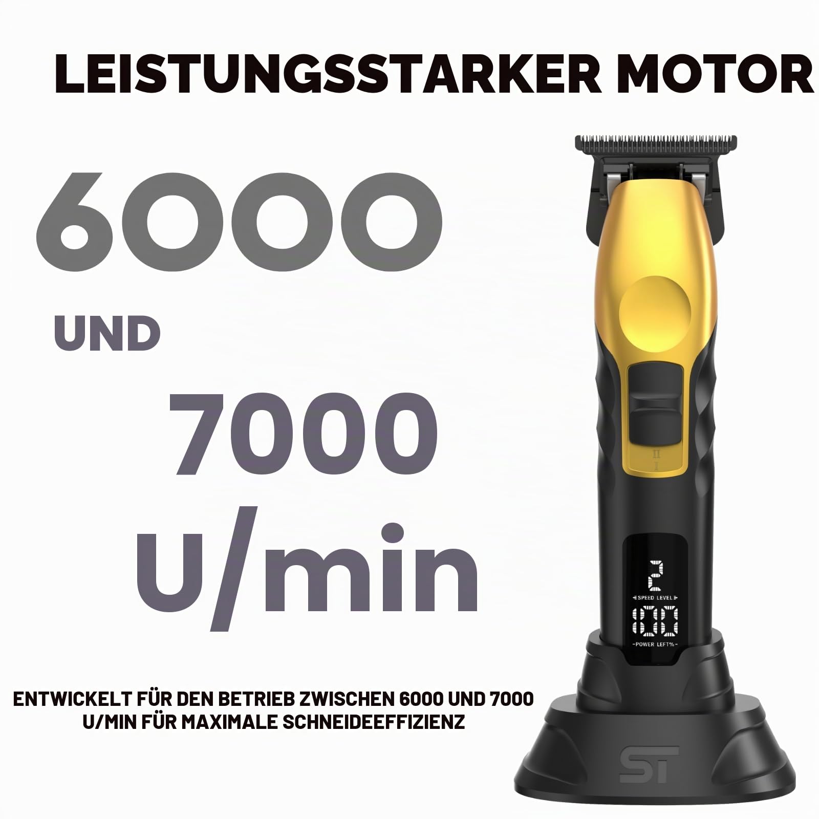 Supreme Trimmer 2Spee ST622 – Cordless Beard & Hair Trimmer for Men | 2-Speed Motor, 180 Min Runtime, Zero-Gap Adjustable Blade, Digital Display, Removable Blade Design, Gold
