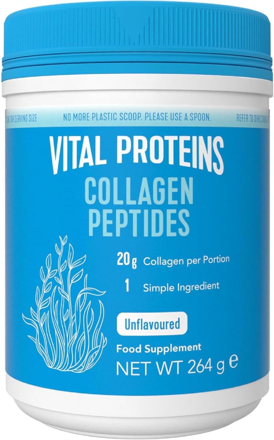 Vital Proteins Collagen Peptides Powder Supplement (Type I, III), Unflavoured Hydrolyzed Collagen-Hair, Skin, Nail Support Supplement, Paleo, gluten free, Non-GMO, 20g per Serving 264g Canister, 1Pack
