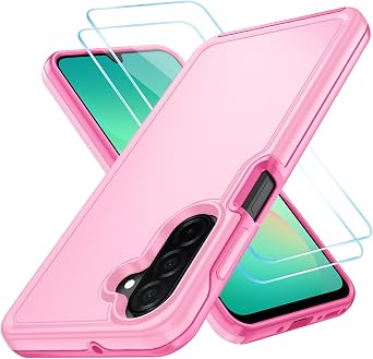 for Samsung Galaxy A17 5G Case with HD Screen Protector, Military Grade Shockproof Full Body Protection for Galaxy A16 5G, Heavy Duty Rugged Protective Phone Cover Purple Pink
