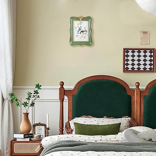 Miniatura 3 de Kangce Marco de fotos antiguo de 5 x 7 pulgadas, marcos de fotos ornamentados, marcos de fotos verdes festoneados, decoración rústica para el hogar