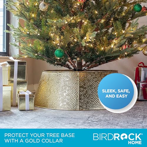 BIRDROCK-HOME-4-Panel-Hammered-Metal-Christmas-Tree-Collar-Stylish-Holiday-Tree-Skirt-Alternative-Durable-Iron-Construction-Base-Cover-Protects-Tree-Base-from-Pets-Easy-Assembly-Gold BIRDROCK HOME 4 Panel Hammered Metal Christmas Tree Collar Stylish Holiday Tree Skirt Alternative Durable Iron Construction Base Cover Protects Tree Base from Pets Easy Assembly Gold
