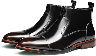 Men's Patent Leather Chelsea Boots - Glossy Black Side Zip Dress Casual Ankle Boots for Business, Wedding, Party, and Casual Fashion Outfits
