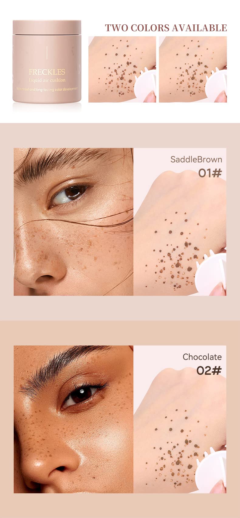 Go Ho Upgraded Freckle Stamp Pen Makeup,Magic Liquid Fake Freckles Air Cushion,Quick Drying Natural Looking Long Lasting Freckle Tattoo Sunkissed Face Makeup - Image 3