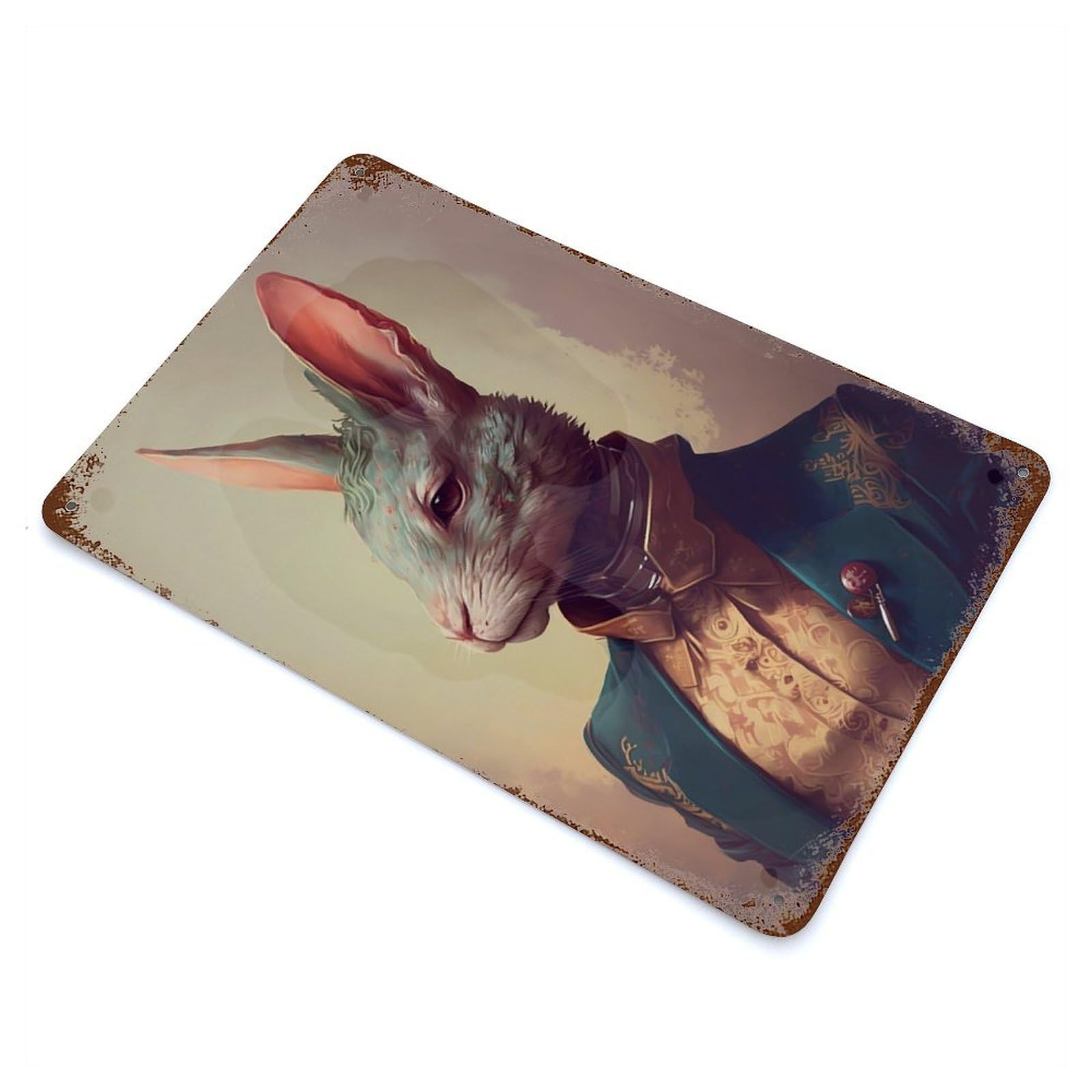 Rust Effect Rabbit Delightful Vintage Rust Metal Sign 11.8"x7.9", Classic Wall Plaque for Shed, Workshop And Garage Wall Decor