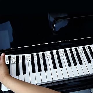 Piano Key Music Notes Letter Label for Beginner,Removable Piano Keyboard Note Labels,Silicone Piano Notes Guide,Without Stickers,88-Key Full Size,Reusable and Comes with Box (Classic Black)