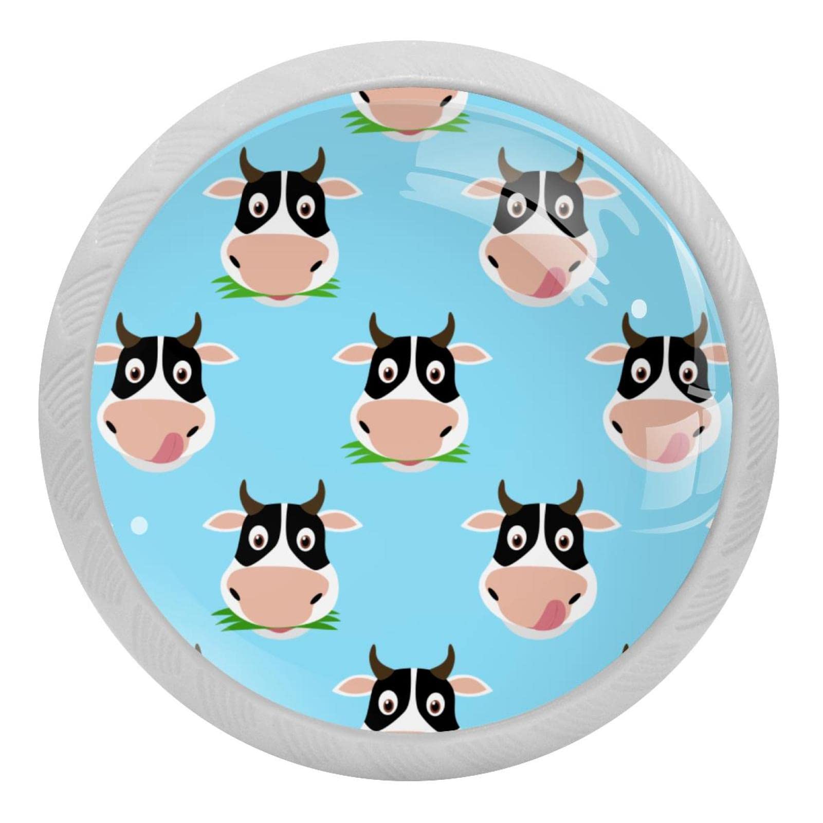 Boutons de tiroir vache bleu pour égayer votre cuisine familiale avec des poignées en verre 35mm