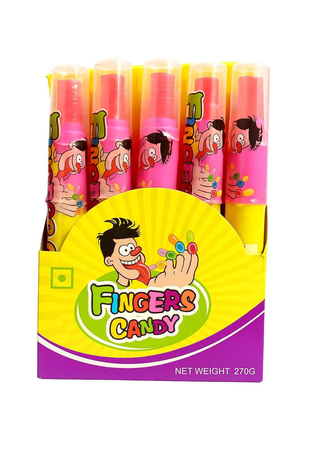 Happy Basket By Simran Finger Fruity Lollipop Candy 30Pcs/Box. 4 Finger Lollipop, 270 Gram