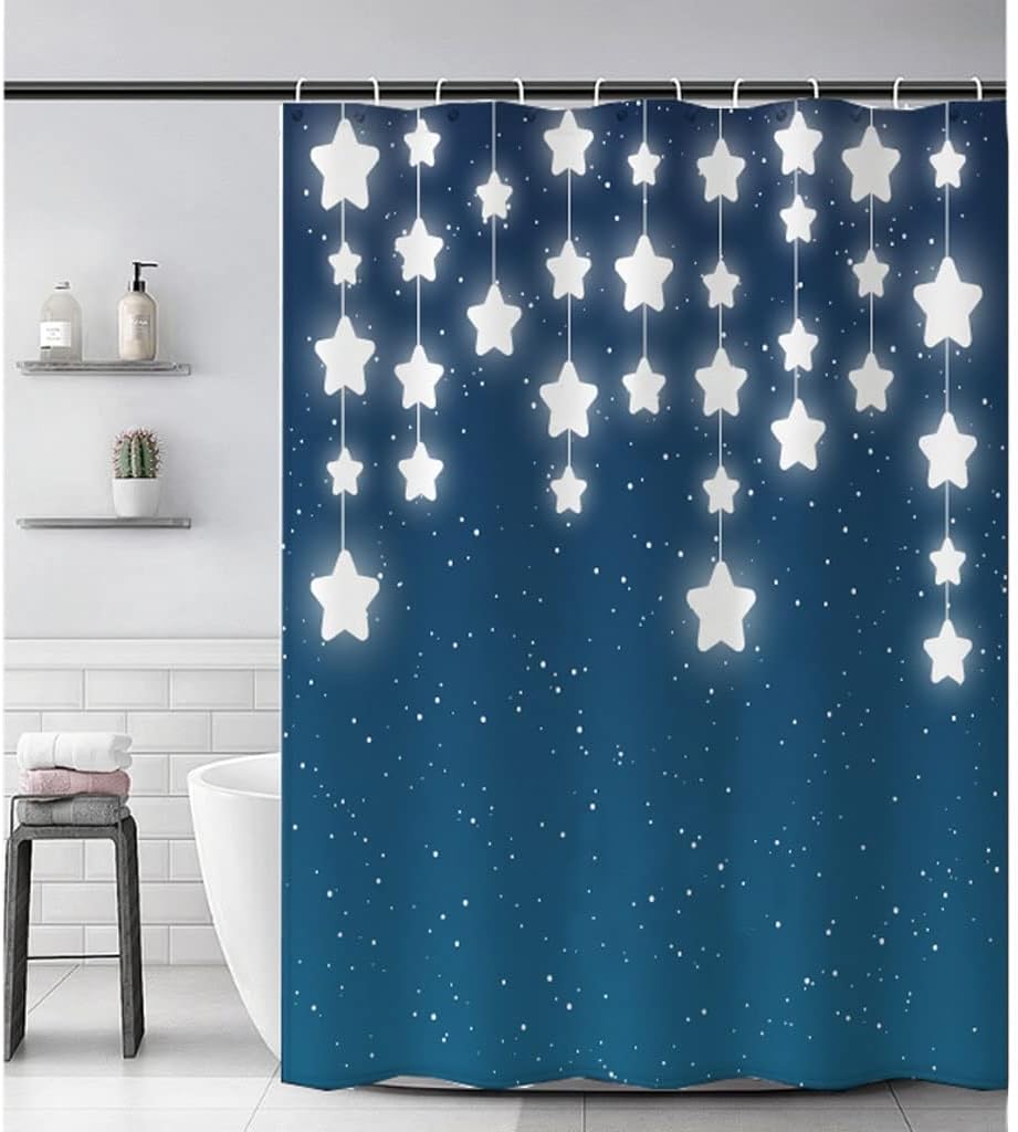 Shower Liner Shower Curtain Thicken Shower Curtain Bathroom Polyester Printing Shower Curtain Curtain Partition Curtain Fabric with Metal Hook Shower Curtain Suitable for Bathroom (Si
