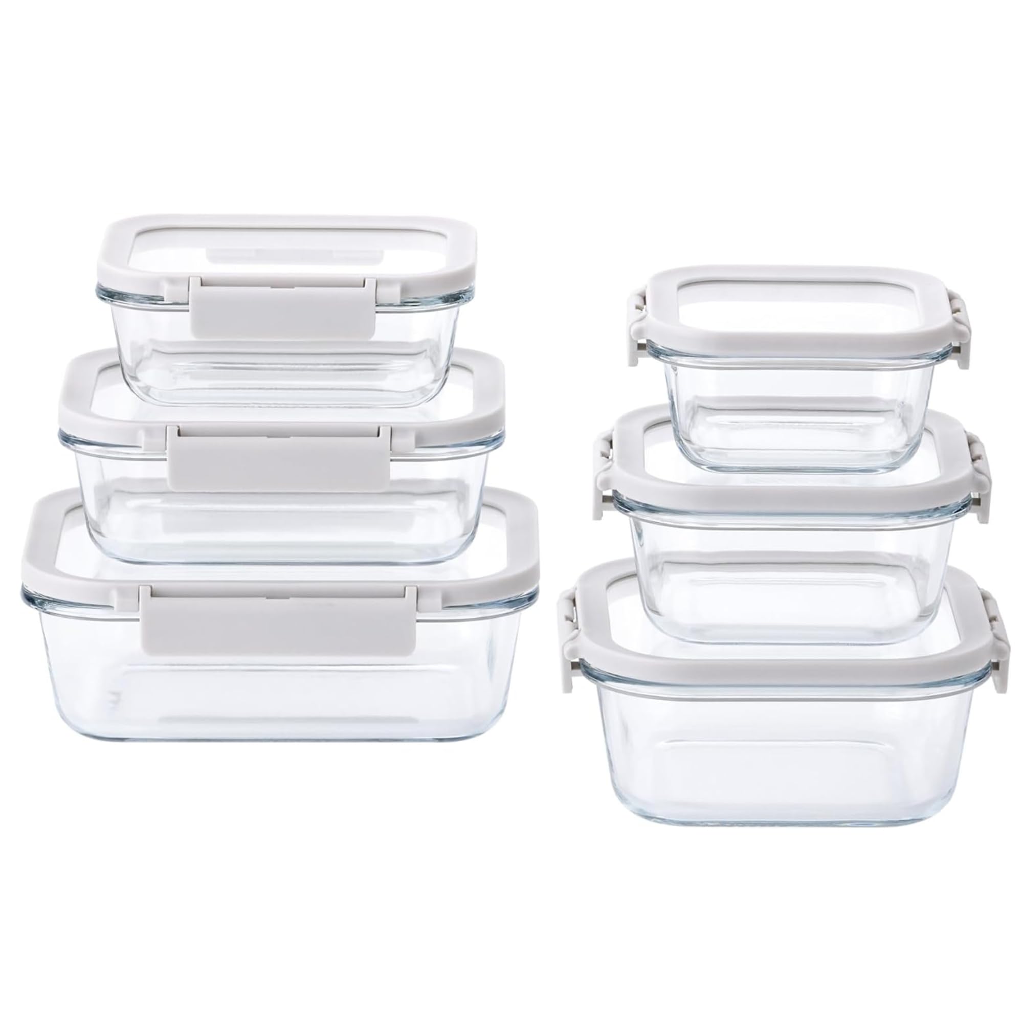 Neoflam Comodo 6 Stück Frischhaltedosen aus Glas mit Deckel - Luftdicht Stapelbar Meal Prep Set - BPA Frei Mikrowellenofen Air Fryer Gefrierschrank Sicher - Wiederverwendbare Glasbehälter für Zuhause