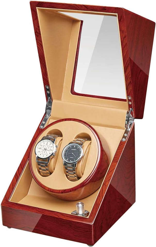 JQUEEN Double Watch Winder with Quiet Japanese Mabuchi Motor (Bubinga)