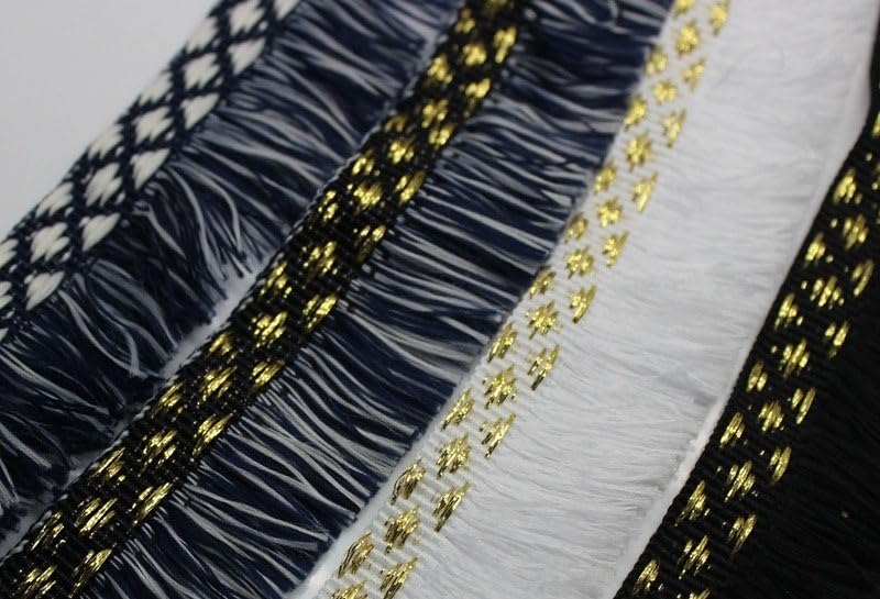 1 szt. 15 jardów eleganckiej koronki z frędzlami i koralikami – wysokiej jakości wstążka do szycia na sofę, stół, zasłony i dodatki odzieżowe(Navy blue A)