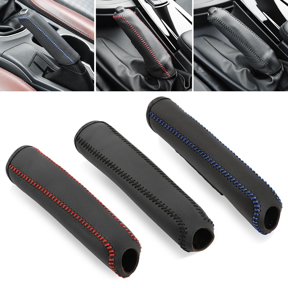 EmpuñAduras Para Frenos De Mano Cubierta Universal de freno de mano de engranajes de cuero for coche, compatible For Saab 9-3 9-5 9000 93 900 95 Aero 9 3 42250 42252 9-2x 9-4x 9-7x Funda Freno De Mano