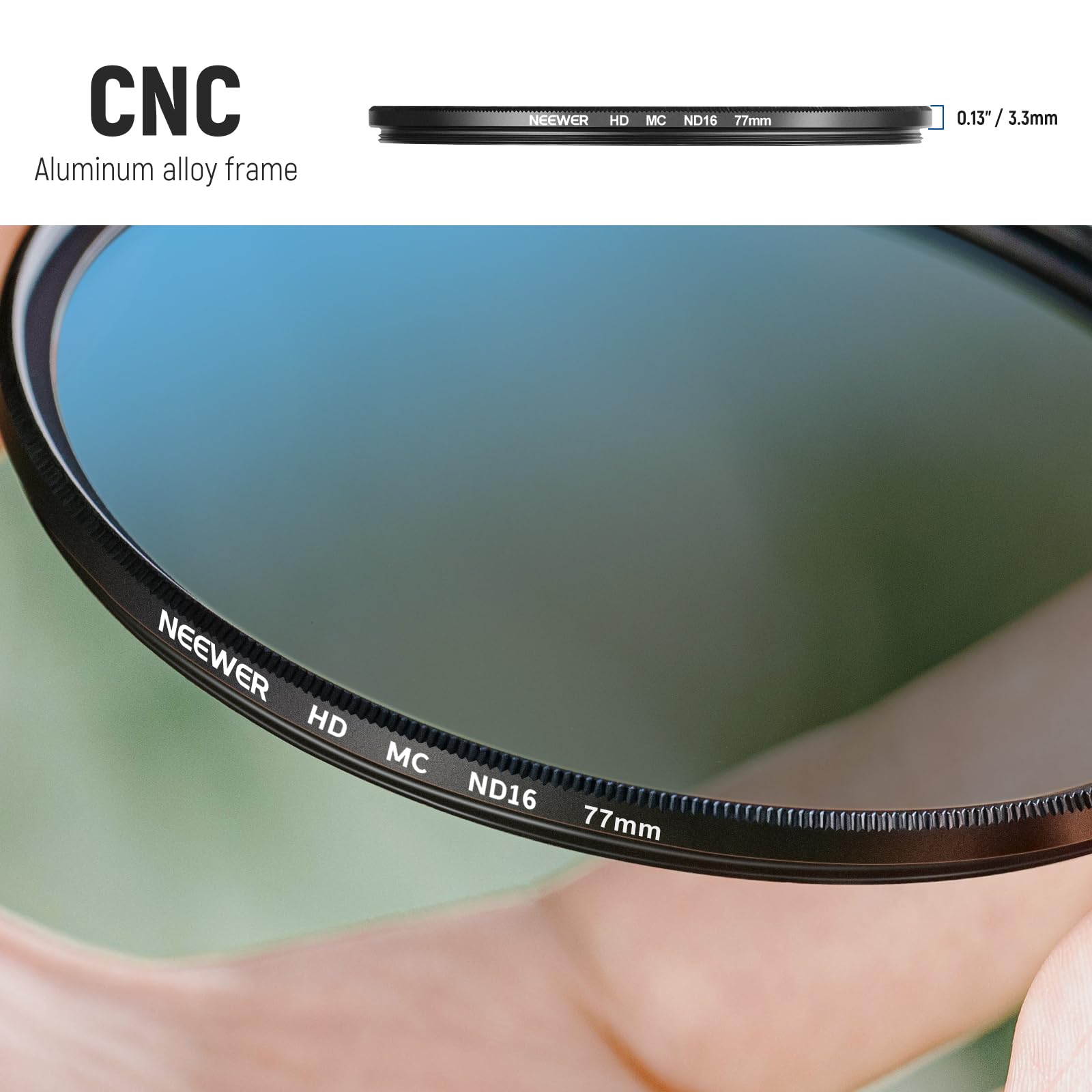 NEEWER Zestaw filtrów obiektywów ND 77mm, ND16/ND32/ND64/ND1000, pióro do czyszczenia obiektywów, osłona filtra, zestaw akcesoriów do filtrów HD kompatybilny z obiektywami Canon Nikon Sony