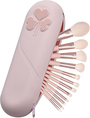CHOOAYE Soporte para brochas de maquillaje de viaje de silicona con cremallera, bolsa de almacenamiento de cosméticos para mujeres, soporte portátil