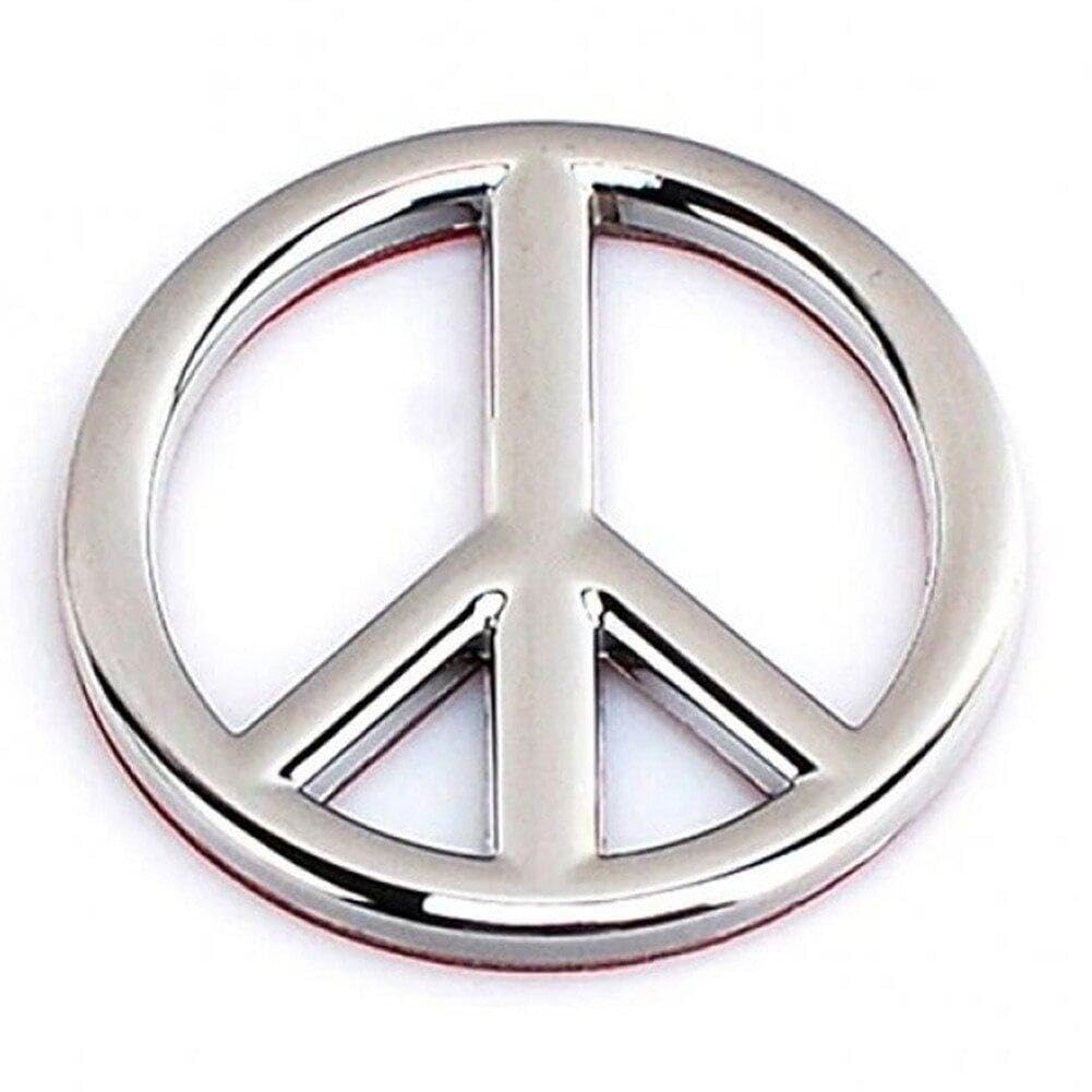 Lpitoy Silver Peace Sign Car Sticker Round Shape Peace Symbol Bumper Decal No War Metal Emblem Badge For Automotive Motocycle Decor