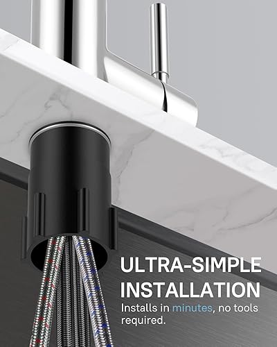 Vista 70 de WEWE grifo de cocina de una sola manija, de arco alto, extraíble, níquel pulido, grifos para fregaderos de cocina de una sola palanca, de acero