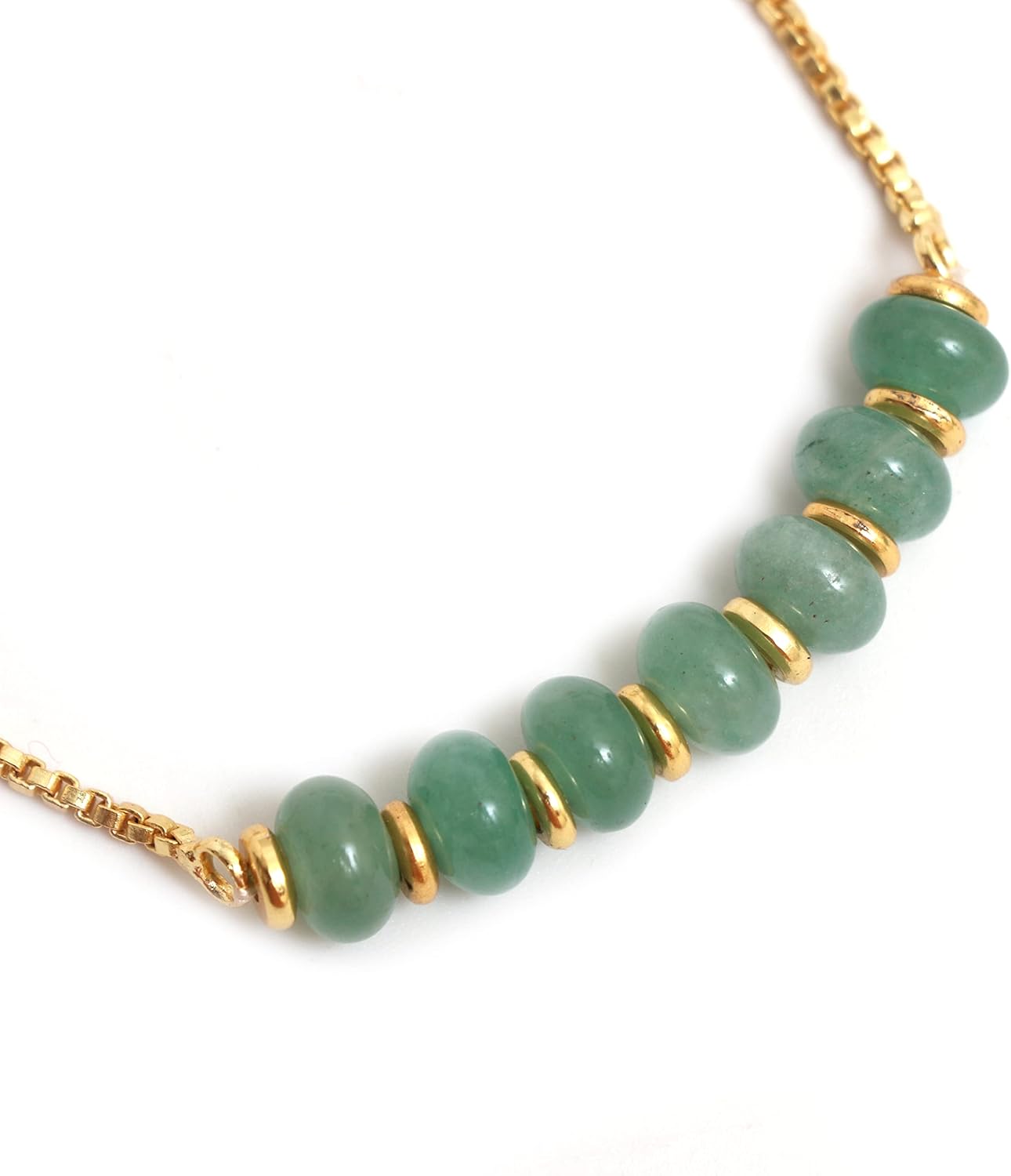 Gempires Natural Roundelle Beads Bracelet, 14k Yellow Gold Plated Handmade Jewerly, Adjustable Bracelets For Women