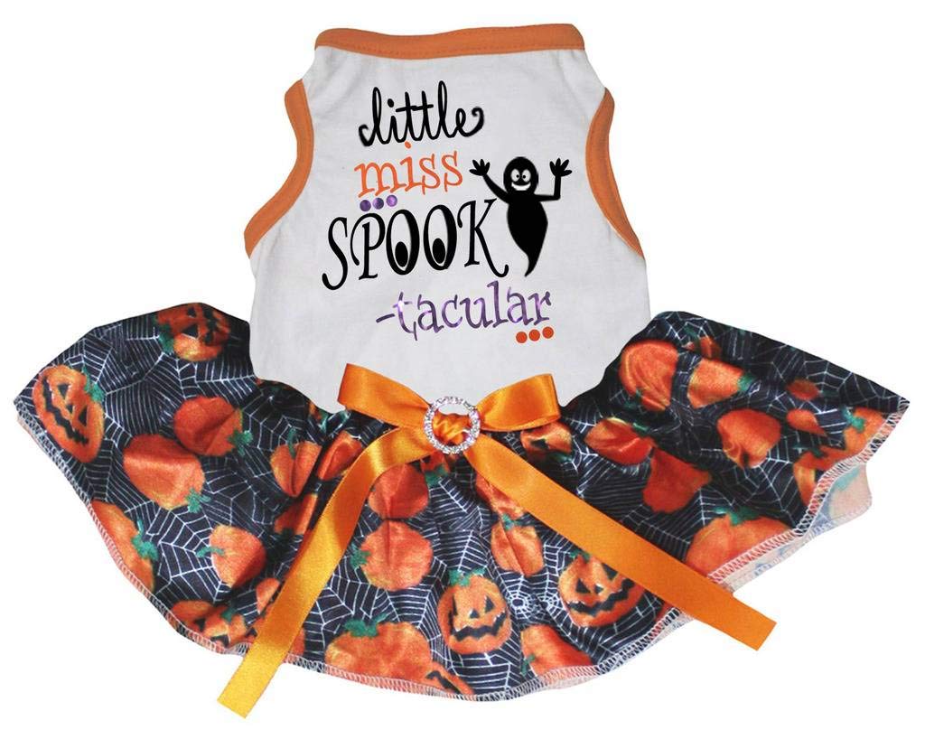 Robe de chiot et chemise tutu blanche thématique Halloween pour animaux de compagnie