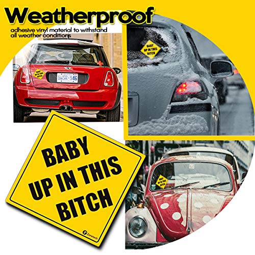 Zone Tech "Baby Up In This Bitch" Vehicle Safety Sticker - Premium Quality Convenient Reflective "Baby Up On This Bitch" Vehicle Safety Funny Sign Sticker #TOP2