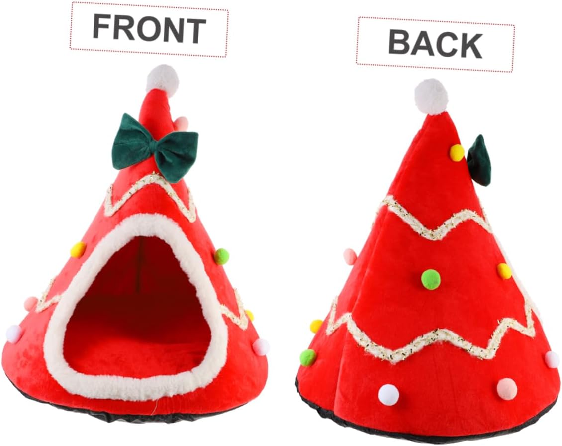 Angoily Christmas Cat House Warm Pet Nest for Cats and Dogs Cozy Cushion for Stylish Xmas Decor Windproof Washable for Living Room Bedroom