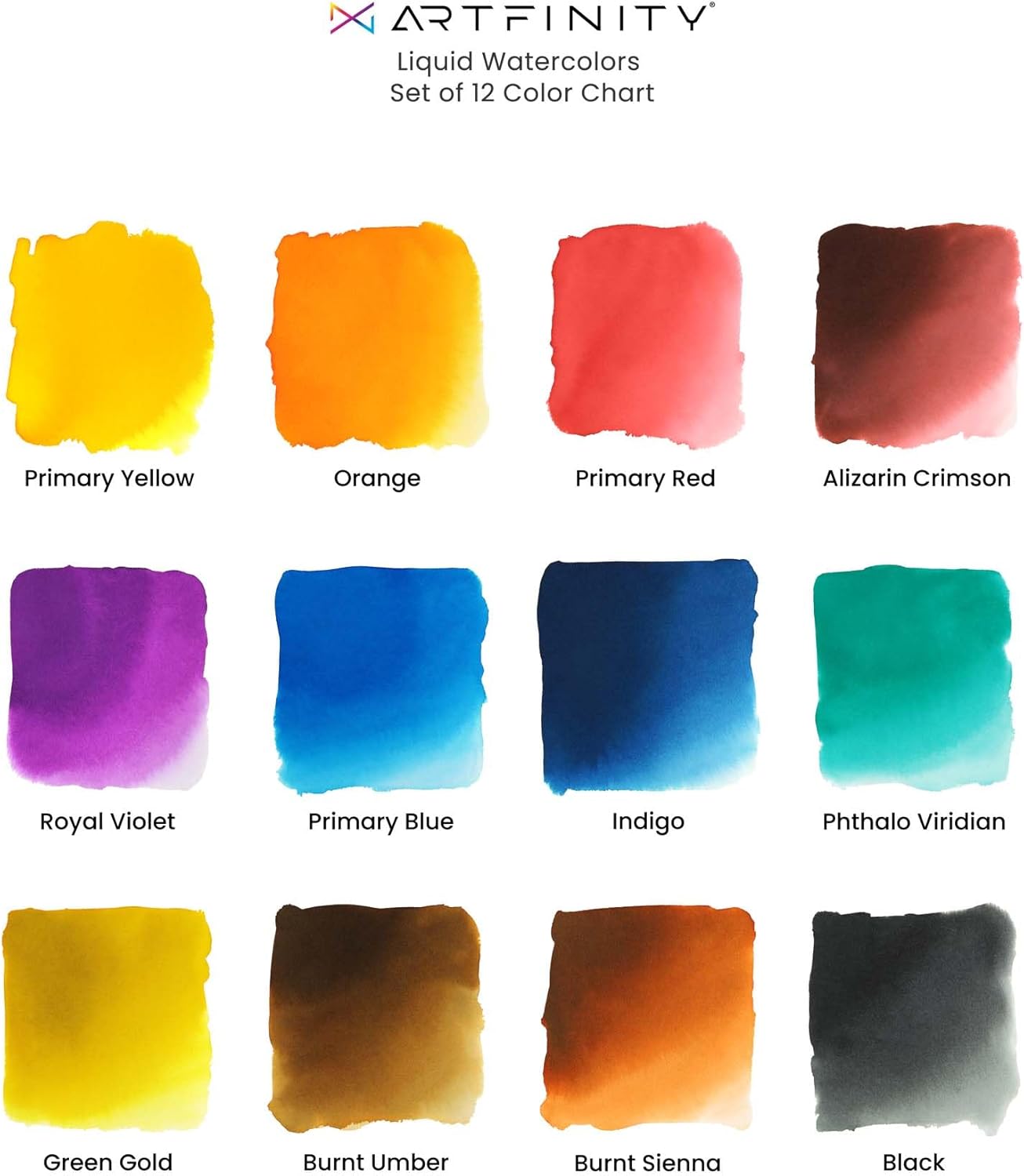 Liquid Watercolor Paint 30 ml Bottles, Set of 12 Colors - Vibrant Dye-Based Liquid Watercolor w/Glass Pipette, Fast-Drying, Fine Art Paint for Calligraphy, Airbrushing & Traditional Art