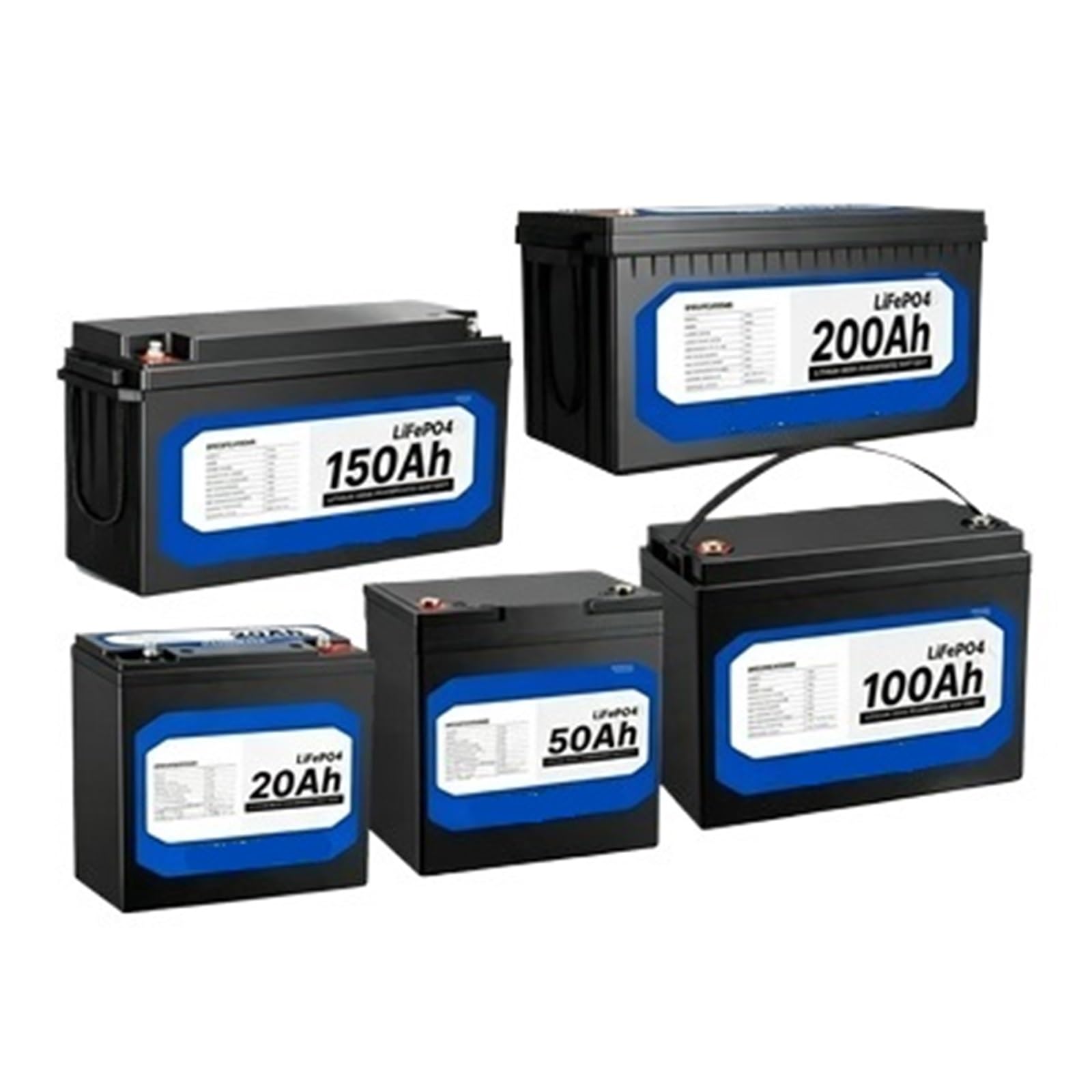Batteria A Ciclo Profondo 12V 20Ah 50Ah 100Ah 150Ah 200Ah Pacco Batteria LiFePo4