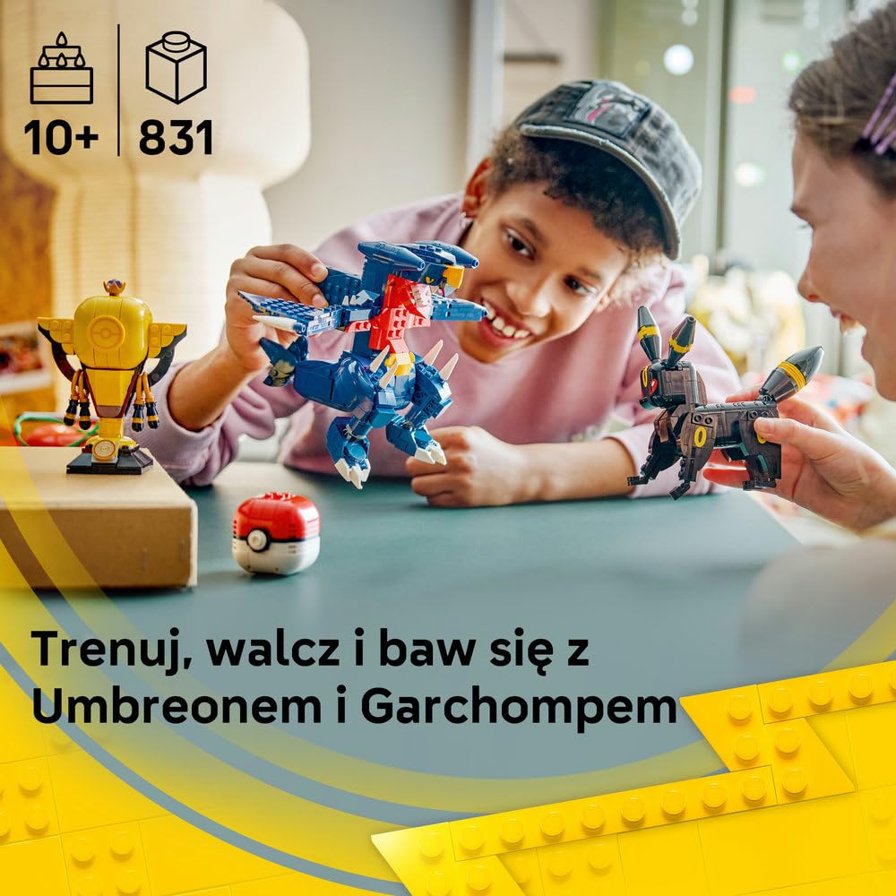 LEGO Pokémon SMART Play: Umbreon kontra Garchomp walka o mistrzostwo 72165 | Interaktywna zabawka z Pokémonami z klocków, zestaw kompatybilny, prezent dla dzieci 10+, 2 SMART Tagi, 831 elementów