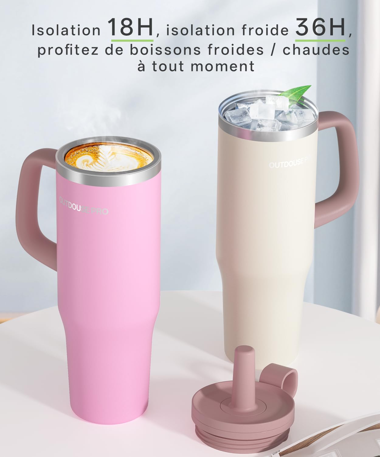 1200ml Mug Isotherme - Tasse Isotherme en acier inoxydable - Thermos Café avec poignée et paille pour boissons chaudes et froides pour la maison,la voiture et les voyages(Noir 1200ml Mug Isotherme - Tasse Isotherme en acier inoxydable - Thermos Café avec poignée et paille pour boissons chaudes et froides pour la maison,la voiture et les voyages(Noir