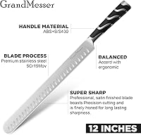 Vista 2 de Cuchillo de trinchar, cuchillo de rebanar de 12 pulgadas para carne, acero alemán de primera calidad con mango ABS, para barbacoa, pechuga de pavo