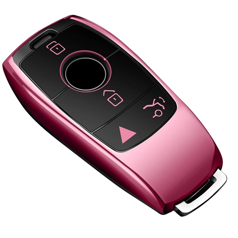 Capa para Chave Mercedes-Benz Tukellen em TPU Macio Rosa para GLE, GLS, GLA, AMG GT, E-Class, A-Class, C-Class, G-Class, CLS e S-Class