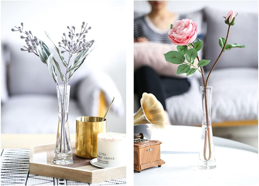 Hand-Made Blown Art Bud Glass Vase Small Glass Vase Single Stem Vase for Flower and Office Bud Home Decor (Clear) - Image 6