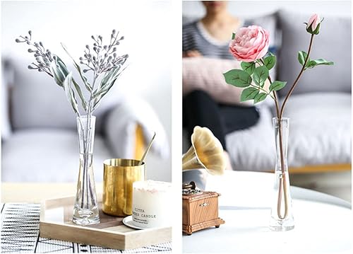 Miniatura 7 de Jarrón de cristal hecho a mano transparente soplado arte floral jarrones de un solo tallo para decoración del hogar y la oficina