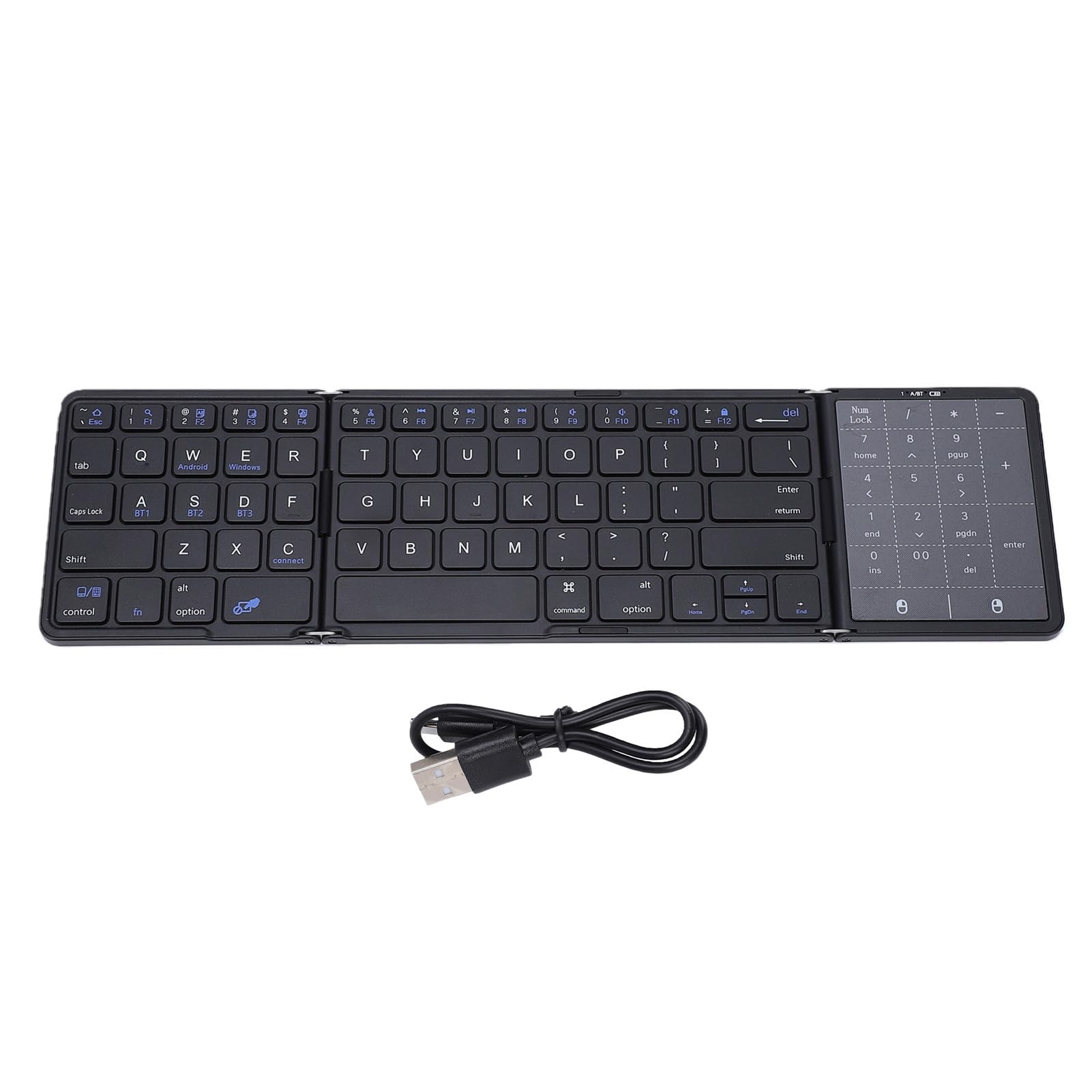 Garsent Tastiera Bluetooth Pieghevole, Tastiera Wireless Ripiegabile Ricaricabile con Gesti Multi Touch Touchpad, per Laptop PC Tablet Smartphone (BLACK)