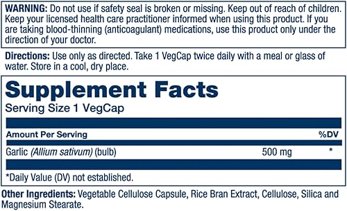 Miniatura 2 de SOLARAY Bulbo de ajo de 500 mg  Apoyo para sistemas inmunológicos, circulatorios y cardiovasculares saludables, vegano, sin OMG  100 cápsulas