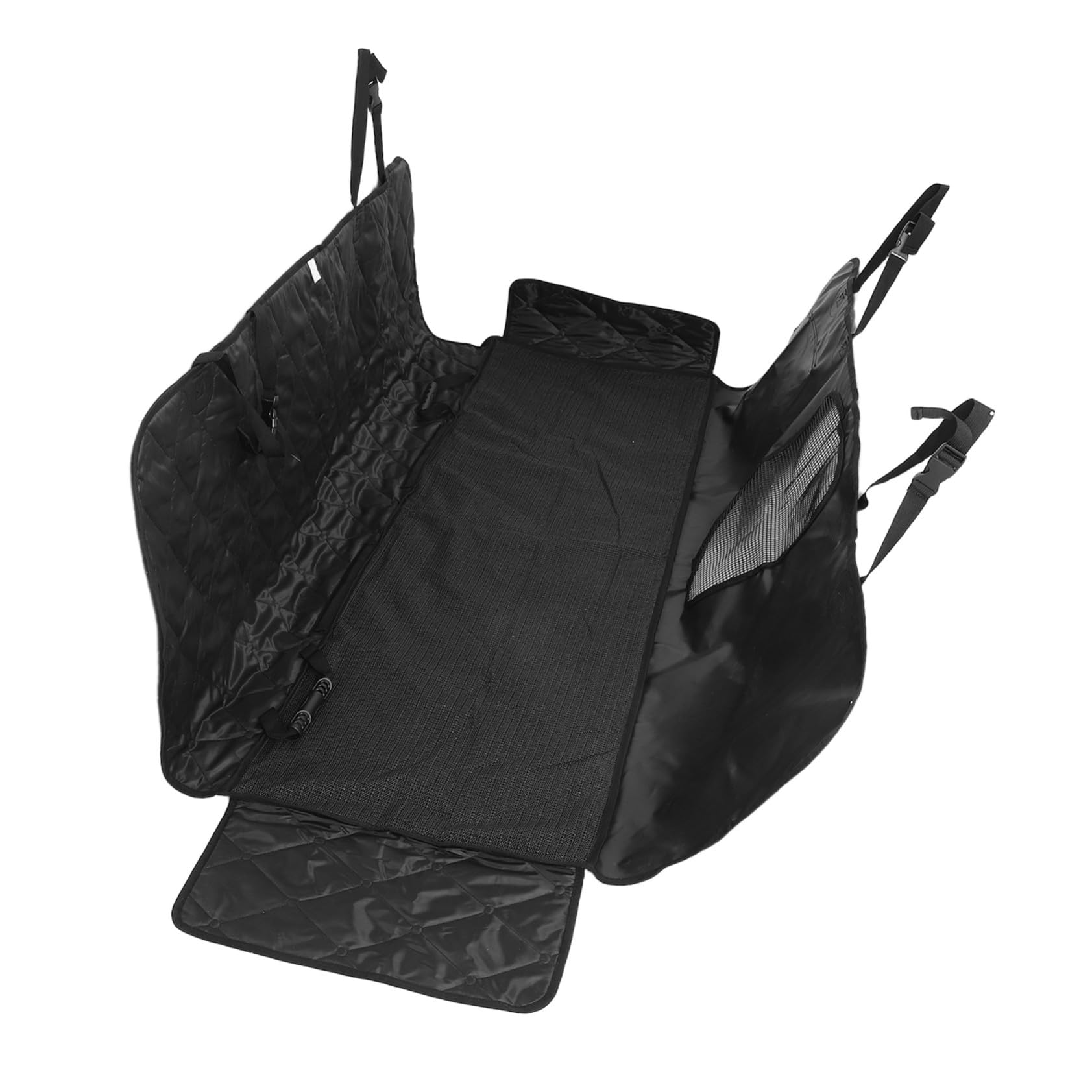 Funda para Asiento Trasero de Coche para Perro, Hamaca Negra Solapas Laterales Plegables, Base Antideslizante Resistente a Arañazos, Protector para SUV y Camiones, Accesorio