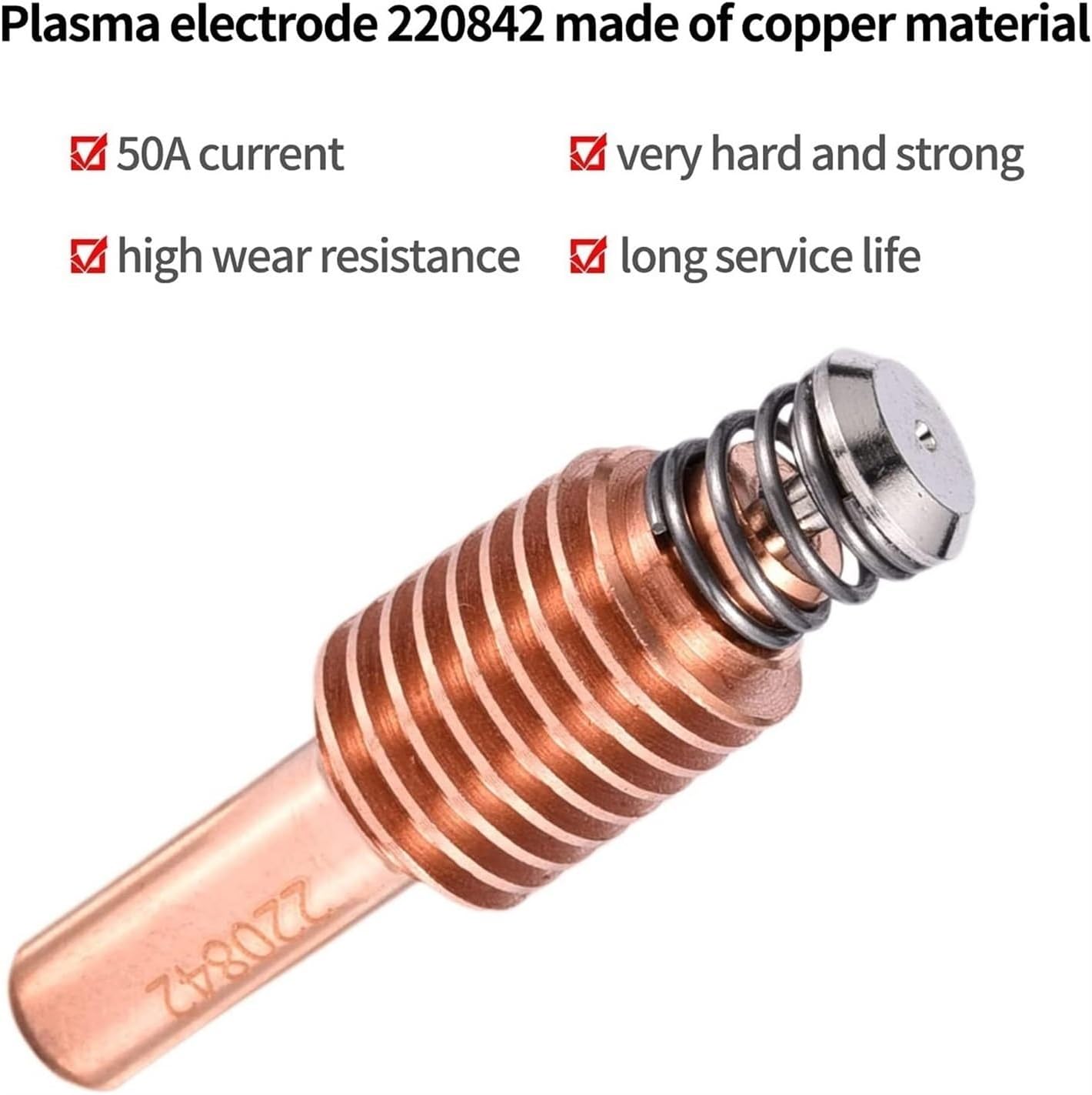 5Pcs 50A Plasma Electrode Cutting Plasma Nozzles Torch Tips Cutting Consumables Compatible With Power Max65/85/105 A