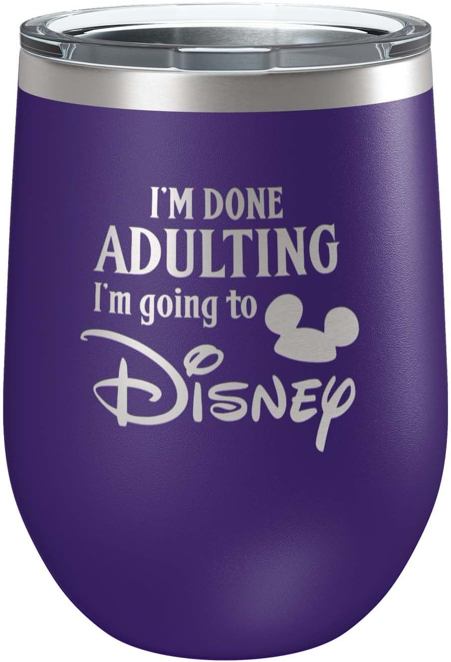 Custom Disney-Inspired Stainless Steel Wine Tumbler with Lid 12oz, 15oz or 20oz | Vacuum Insulated Mug | Mickey/Minnie Fan | Birthday | Christmas | Personalized Gifts (12oz, Purple)