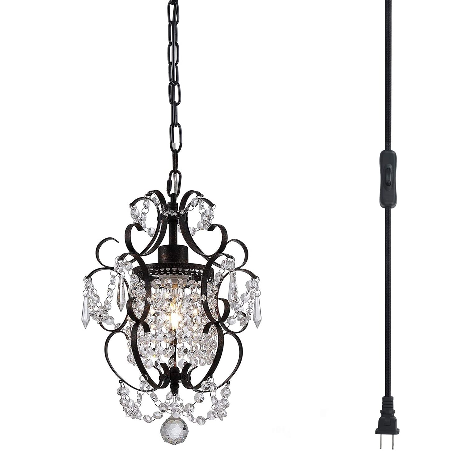 RAYMALUX Plug in Chandelier Mini Bronze Chandelier Iron Ceiling Light Fixture for Bedroom,Living Room,Dining Room