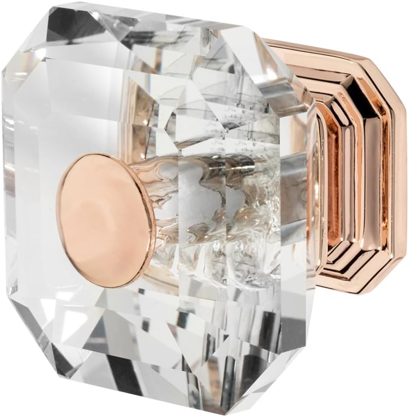 Wisdom Stone 4222RG-C Clubhouse Cabinet Knob, 1 Count (Pack of 1), Rose Gold/Clear