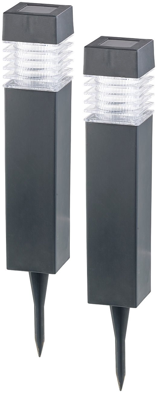 Lunartec Solarleuchte Garten: 6er-Set Moderne Solar-LED-Wegeleuchten mit Dämmerungs-Sensor (Gartenleuchten Solar, Solarleuchten-Set, Lampe)